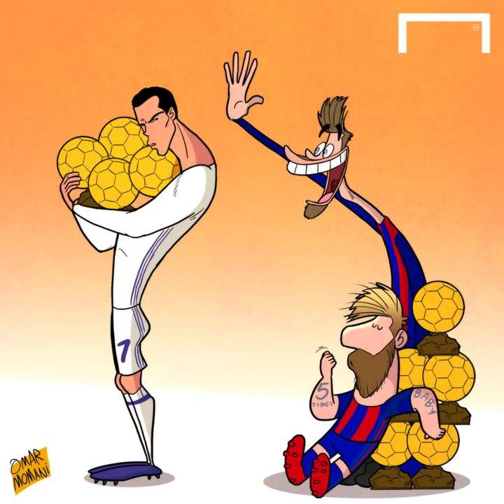کاریکاتور/ کنایه لیونل مسی به رونالدو بعد از کسب توپ طلا!