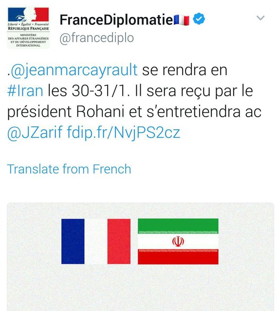 وزیر امورخارجه فرانسه به تهران می آید