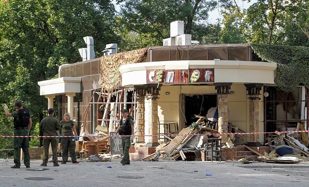 کافه محل انفجار در شهر دونتسک
