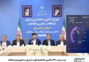ثبت سرعت ۱۶۴۰ مگابیتی ۵G همراه اول در اردبیل در حضور وزیر ارتباطات